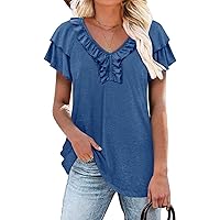 BETTE BOUTIK Womens Tops Summer V Neck Short Sleeve Tunic Shirts Tops Blouses