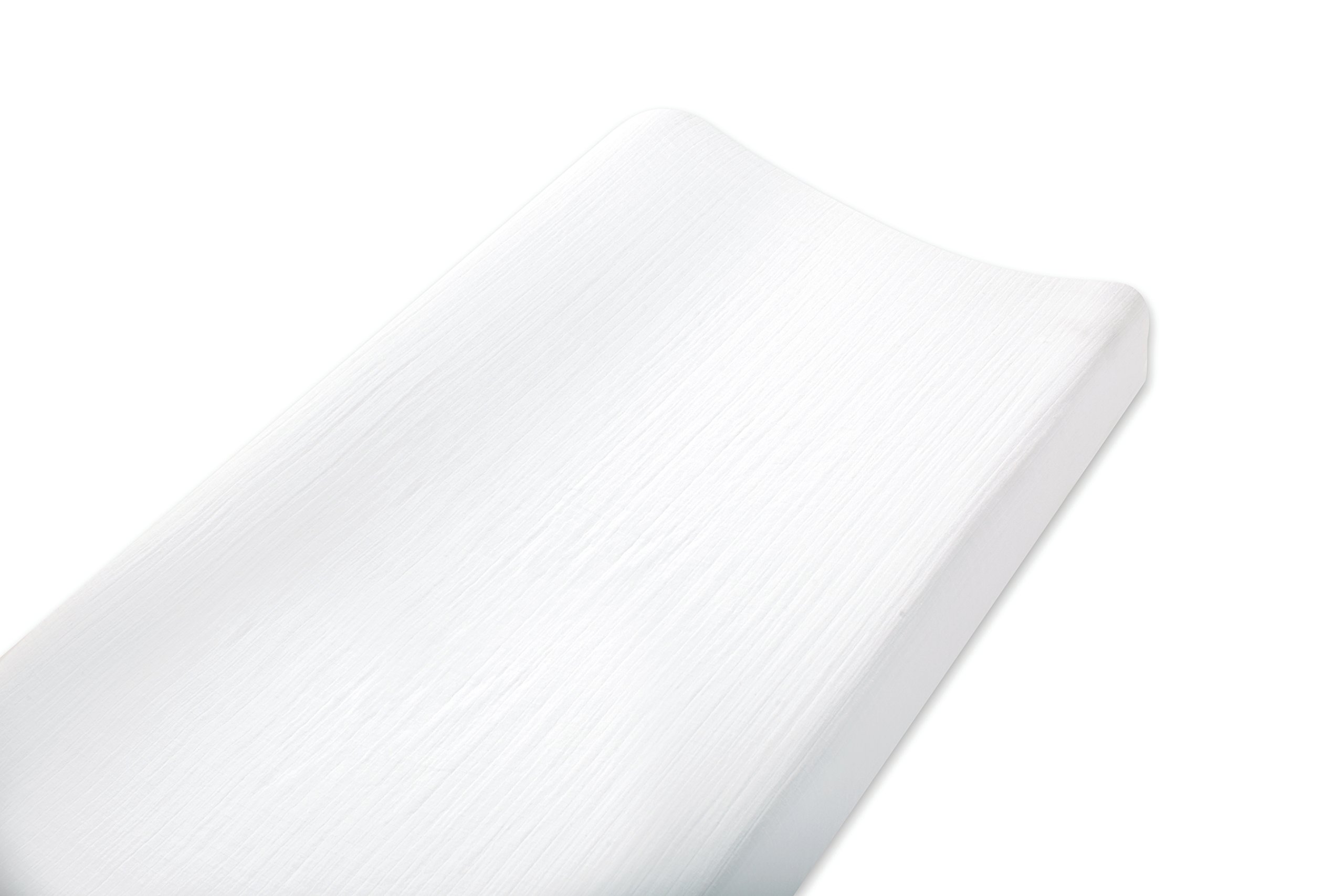 aden + anais Essentials Changing Pad Cover, 100% Cotton Muslin, Super Soft, Breathable, Tailored Snug Fit, Single, Solid White