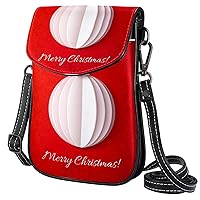 Small Crossbody Bags Christmas White Lantern Origami Paper on Red Leather Cell Phone Purse Wallet for Women Teen Girl
