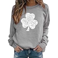 Womens Casual Tunic Tops St.Patrick's Day Long Sleeve Holiday Shirts Casual Shamrock Lucky Print Crew Neck Tunic Tops
