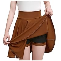 Women's Pleated Mini Skirts Built in Shorts Tummy Control high Waisted a-line Skirts Teen Girls Tennis Golf Skorts