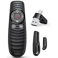 Presentation Clicker, 2-in-1 USB/Type C Wireless Presenter Clicker for PowerPoint, PPT Remote Control Red Laser Pointer, Slide Show Advancer RF2.4GHz for Mac, Linux, PC/Laptop, Office, Classroom