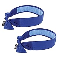 Ergodyne Chill Its Cooling Bandana, Lined with Evaporative PVA Material for Fast Cooling Relief, Tie for Adjustable Fit, Blue, 2-Pack