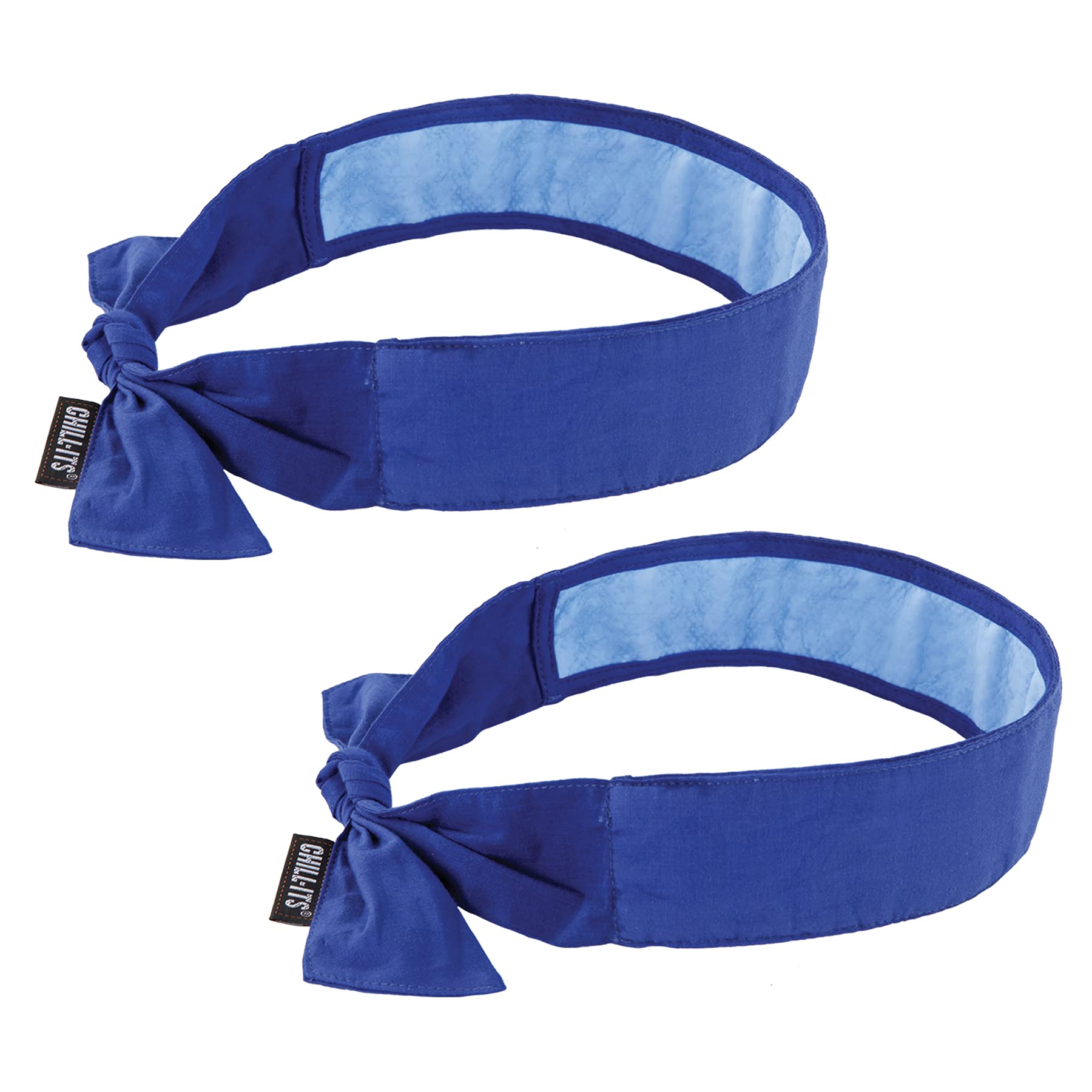 Ergodyne Chill Its 6700CT Cooling Bandana, Lined with Evaporative PVA Material for Fast Cooling Relief, Tie for Adjustable Fit, Blue, 2-Pack