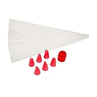 Fat Daddio's 6.5 x 2.2 x 2.2 Inch Pastry Bag and Tip Set, White, Translucent Red