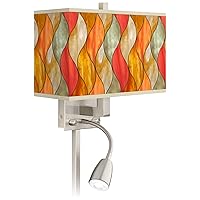 Flame Mosaic LED Reading Light Plug-in Sconce with Print Shade