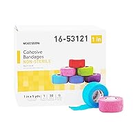 Cohesive Bandages, Non-Sterile, Latex-Free, Multi-Color, 1 in x 5 yd, 1 Count, 30 Packs, 30 Total