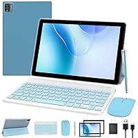 Tablet With Keyboard 2 in 1 Tablet Android Tablet 10 Inch Tablets, Include Mouse Case Stylus Tempered Film 5G Wifi Wifi6 128GB ROM+6GB RAM 10 IN IPS 8MP Camera 6000mAh Battery 10.1