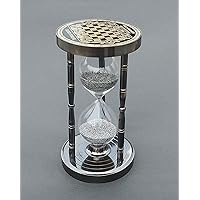 5 Min's Nautical Antique Hourglass Timer, Solid Brass Hourglass Sand Timer with Chess On Both Sides (Without Compass), SW0039