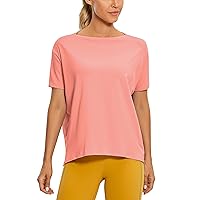 CRZ YOGA Women's Pima Cotton Short Sleeve Shirt Loose Workout T-Shirt Athletic Casual Top