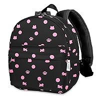 Lightweight Toddler Kids Backpack with Chest Strap For Boys and Girls, Preschool Kindergarten 3-6 Years Old 30 Colors (Pink Dot/Black)