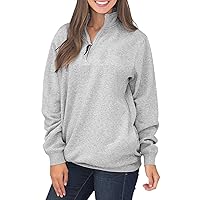 Women's Oversized Long Sleeves Collar Quarter Zip Pullover Sweatshirts