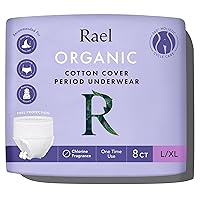 Rael Disposable Underwear for Women, Organic Cotton Cover - Incontinence Pads, Postpartum Essentials, Disposable Underwear, Unscented, Maximum Coverage (Size L-XL, 8 Count)