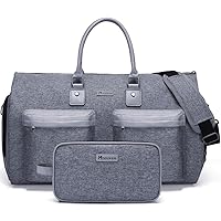 Modoker Convertible Garment Bag with Toiletry Bag, Carry On Garment Duffel Bag for Men Women Travel, Multi-Function Suit Bag 2 in 1 Hanging Suitcase, Grey