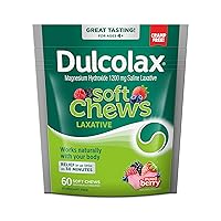 Dulcolax Soft Chews Saline Laxative Mixed Berry (60ct) Gentle Constipation Relief, Magnesium Hydroxide 1200mg