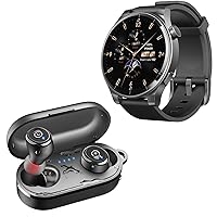 TOZO S5 Smartwatch (Answer/Make Calls) Sport Mode Fitness Watch, Black + T10mini Wireless Bluetooth in-Ear Headphones Black
