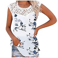 Women's Camisole Tank Tops Printed Sleeveless Crewneck Tee Dressy Hiking T Shirts for Women V Neck Loose Fit