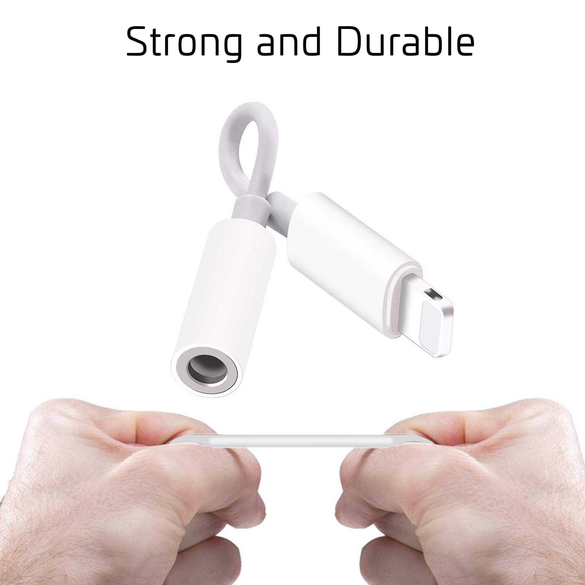 CHARGEWORX Headphone Adapter MFi Certified Lightning to 3.5 mm Audio Connector Compatible with iPhone 14 13 12 11 Pro XR XS Max X 8 7 (White)