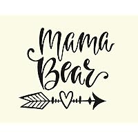 Baby Tee Time Mama Bear Iron on Heat Transfer for Shirts Cotton Polyester and More (Black)