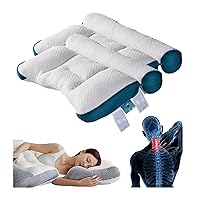 Cervical Support Comfortable Goose Down Pillow, Sleep Enhancing Cervical Support Comfort Goose Down Pillow, Ultra-Comfortable Ergonomic Neck Support Pillow for Back and Neck Pain Relief (Blue 2PCS)