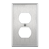 ENERLITES Duplex Receptacle Metal Wall Plate, Stainless Steel Outlet Cover, Corrosion Resistant, Size 1-Gang 4.50