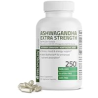 Ashwagandha Extra Strength Stress & Mood Support with BioPerine - Non GMO Formula, 250 Vegetarian Capsules