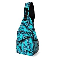 Blue Monarch Butterfly Crossbody Bag Over Shoulder Sling Backpack Casual Cross Chest Side Pouch