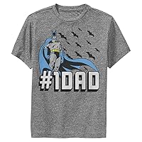 Warner Brothers Batman Bat Dad Boys Short Sleeve Tee Shirt, Charcoal Heather, Small