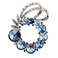Crystals Brooch “Blue Enchantress” Platinum Plated Elegant Rabbit Fashion Pin Gift for Women Girls for Clothing Bag Decor - Qiaofulicheerfully (Blue-28)