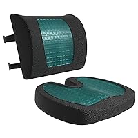 Amazon Basics Seat Cushion & Lumbar Support, Cool Gel Memory Foam, Rectangular, 2-Pack, Black