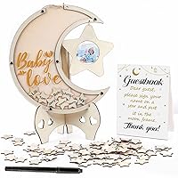 Baby Shower Guest Book Alternatives Moon Guest Book for Baby Shower Guest Book Frame with Star Baby Shower Decorations Guest Book Alternative for Wedding Boys Girls Birthday Party Keepsake(Brown)