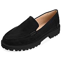 Journee Collection Womens Medium, Wide and Narrow Width Erika Loafer Almond Toe Slip On Flats