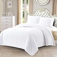 Royal Hotel Bedding Fluffy Velvet King Size Quilt, Velevt White 110x96 Inches Coverlet 3pc Set, Oversized Luxury 100% Velvet Quilt King White