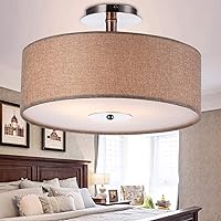 Chandeliers Modern Minimalist Ceiling Light Elegant Fabric Lampshade Creative 3-Flames Round Light Brown Ceiling Lamp Living Room Dining Room Corridor Study Fashion Art Ceiling Lighting Max. 60W