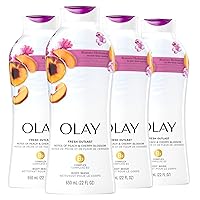 Fresh Outlast Paraben Free Body Wash with Energizing Notes of Peach and Cherry Blossom, 22 fl oz, Pack of 4