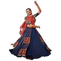 Indian Blue Rayon Navratri Festival Lehenga Stitched Chanya Choli Dress 1630