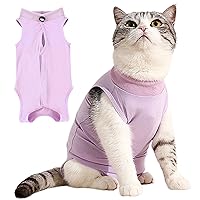 Cat Body Suit to Stop Licking Alternative Cat Surgery Recovery Suit Soft Breathable Cat Post Surgery Suit for Female Cat, Post-Surgery or Skin Diseases Protection Purple M