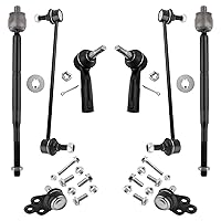 BOXI 8pcs Front Sway Bars&Lower Ball Joints&Tie Rods for Chevy Cobalt 2005-2010 /for Pontiac G5 Pursuit 2005-2008 /for Saturn Ion 2005-2007 - Soft Ride Suspension Only | K80566 K80252 ES800030 EV80445
