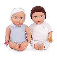 LullaBaby – 14-inch Realistic Baby Twin Dolls – Fair Skin Tones & Blue Eyes – Soft Bodies & Removable Outfits – Hat, Headband & Pacifier Accessories – Toys For Kids Ages 2 & Up – Twin Baby Dolls Set