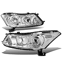 Auto Dynasty [Halogen Model Factory Style Headlights Assembly Compatible with Honda Accord Sedan 4-Door 08-12, Driver and Passenger Side, Chrome Housing Clear Lens