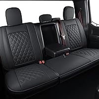 F150 Faux Leather Seat Covers S07-Q2, Fit for 2015-2024 F150 SuperCrew and 2017-2024 F250 F350 F450 Super Duty Crew Cab Pickup Trucks(Rear Set,Black Rear)