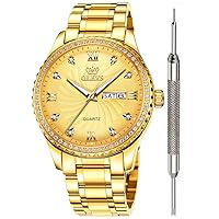 OLEVS Luxury Diamond Watches for Men Waterproof Men's Fine Business Casual Watch Calendar Week Analogue Quartz Watch for Christmas
