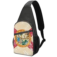 Retro Florida State Flag Sling Bag Travel Daypack Crossbody Shoulder Backpack for Hiking Cycling