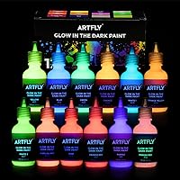 Artecho artecho glow in the dark paint - set of 6 colors, 59 ml / 2 oz  acrylic paint for decoration, art painting, outdoor and indoor