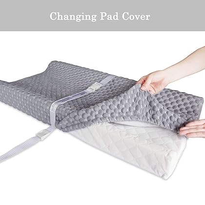 Super Soft and Comfy Changing Pad Cover for Baby by BlueSnail (Gray)