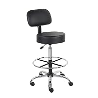 Boss Office Products B16245-BK Be Well Medical Spa Drafting Stool with Back, Black