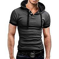 Men's Fashion Athletic Hoodies Short Sleeve Muscle Fit Workout Gym Sweatshirt Classic Stylish Skin Friendly Tee