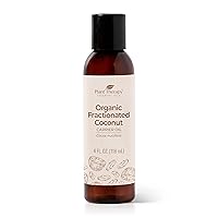Plant Therapy Organic Fractionated Coconut Oil for Skin, Hair, Body 100% Pure, USDA Certified Organic, Natural Moisturizer, Massage & Aromatherapy Liquid Carrier Oil 4 oz