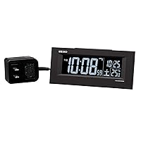 Seiko Clock BC413K Digital Desk Clock, 01: Black, Product Size: 2.5 x 6.1 x 1.5 inches (6.4 x 15.4 x 3.9 cm), Alarm Clock, Radio Wave-Controlled, AC Type, Digital