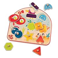B. toys- Sea Treasures- Wooden Peg Puzzle – Sea Animals Puzzle – Ocean Peg Puzzle for Toddlers, Kids – 8 Chunky Pieces – 18 Months +